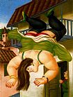 Fernando Botero Canvas Paintings - Mujer cayendo de un balcon